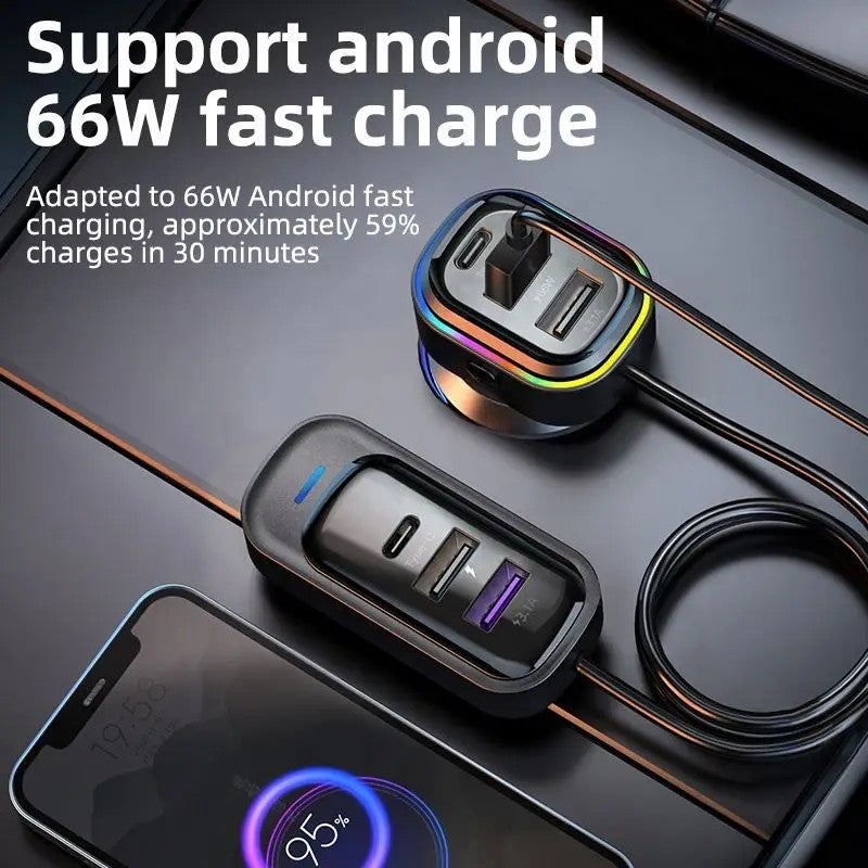 Bluejw 66W USB Car Charger, 6 Port Fast Charge Automobile Charger Adapter, Flush Fit Compatible with Samsung & Xiaomi - Image 4